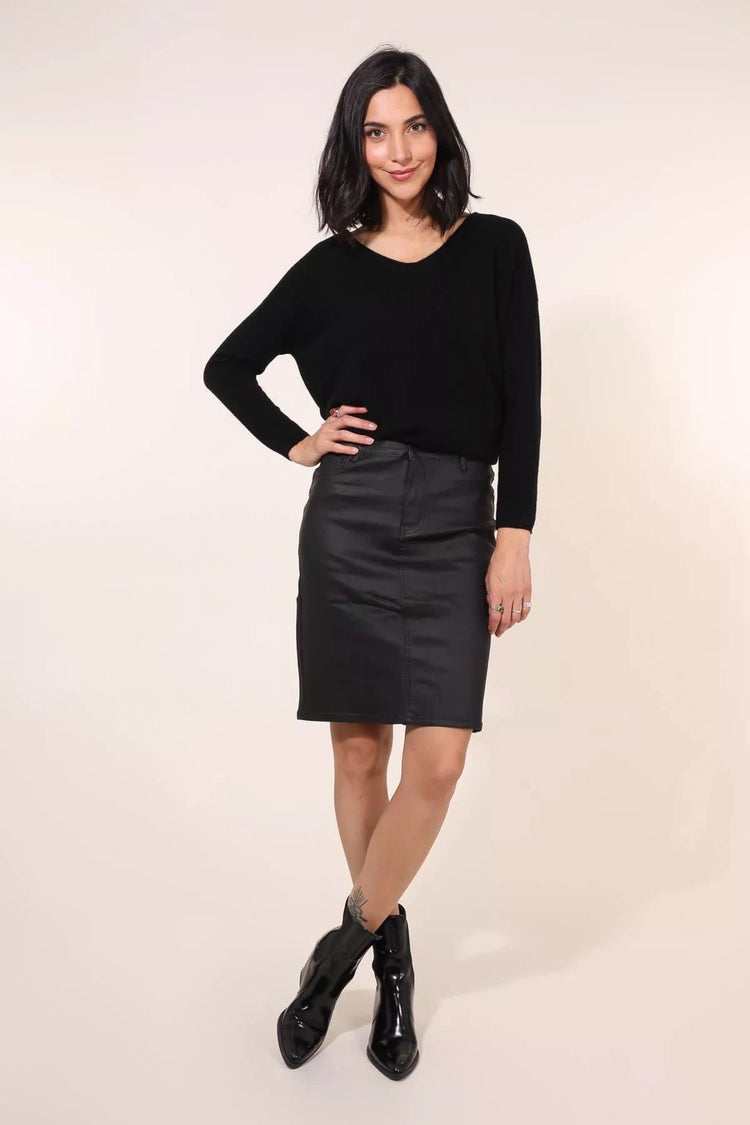 Black Faux Leather PU Skirt