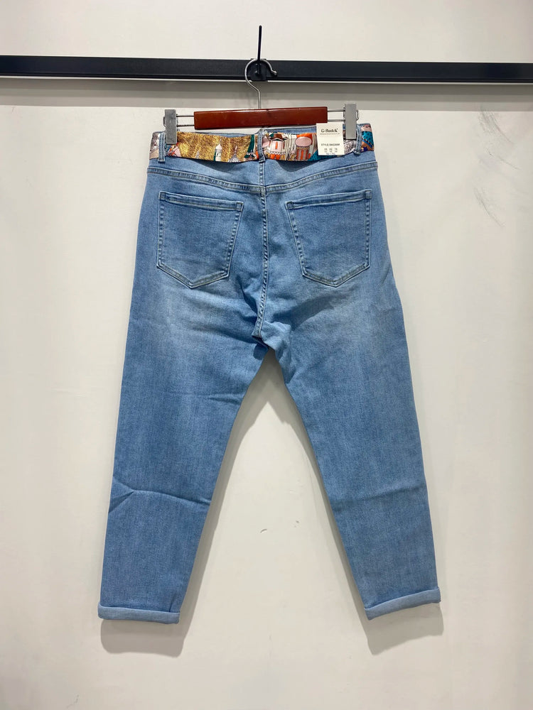 G Smack Blue Mom Jeans Scarf detail