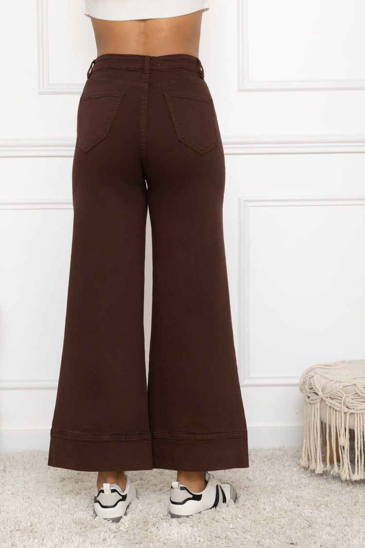 Chocolate Flair Straight Wide Jeans with Deep hem 6-14