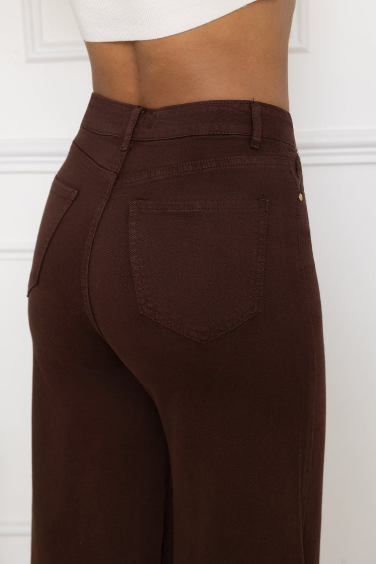 Chocolate Flair Straight Wide Jeans with Deep hem 6-14