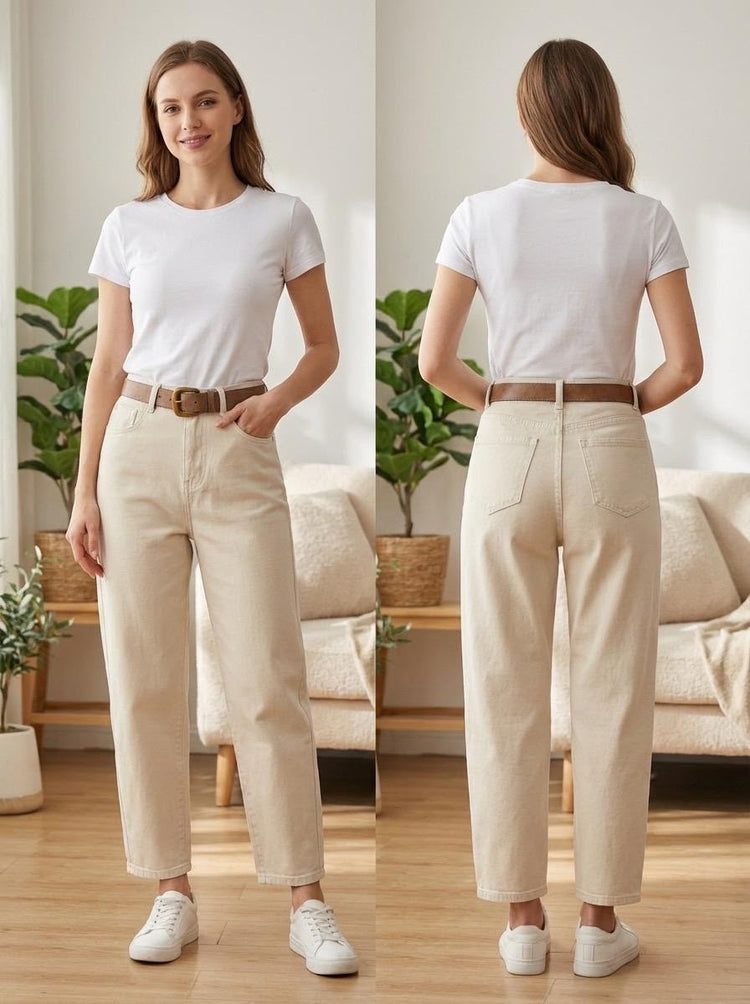 G Smack Stretch Barrel / Balloon Fit Jeans (8-18) - Beige