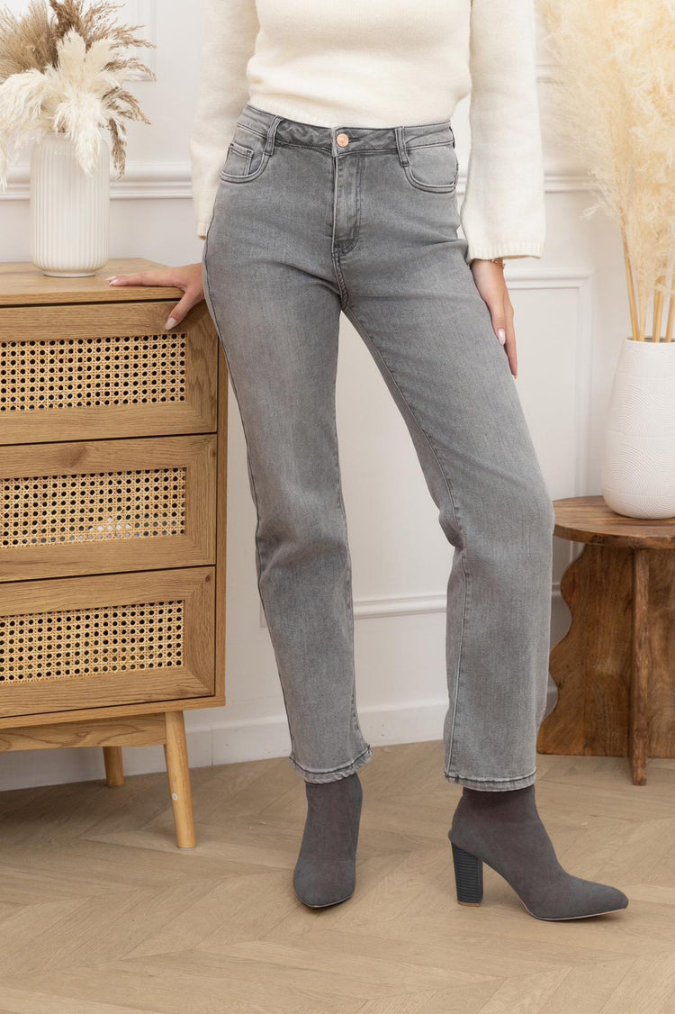 Stretchy wide leg Grey wash jeans (6 - 18)