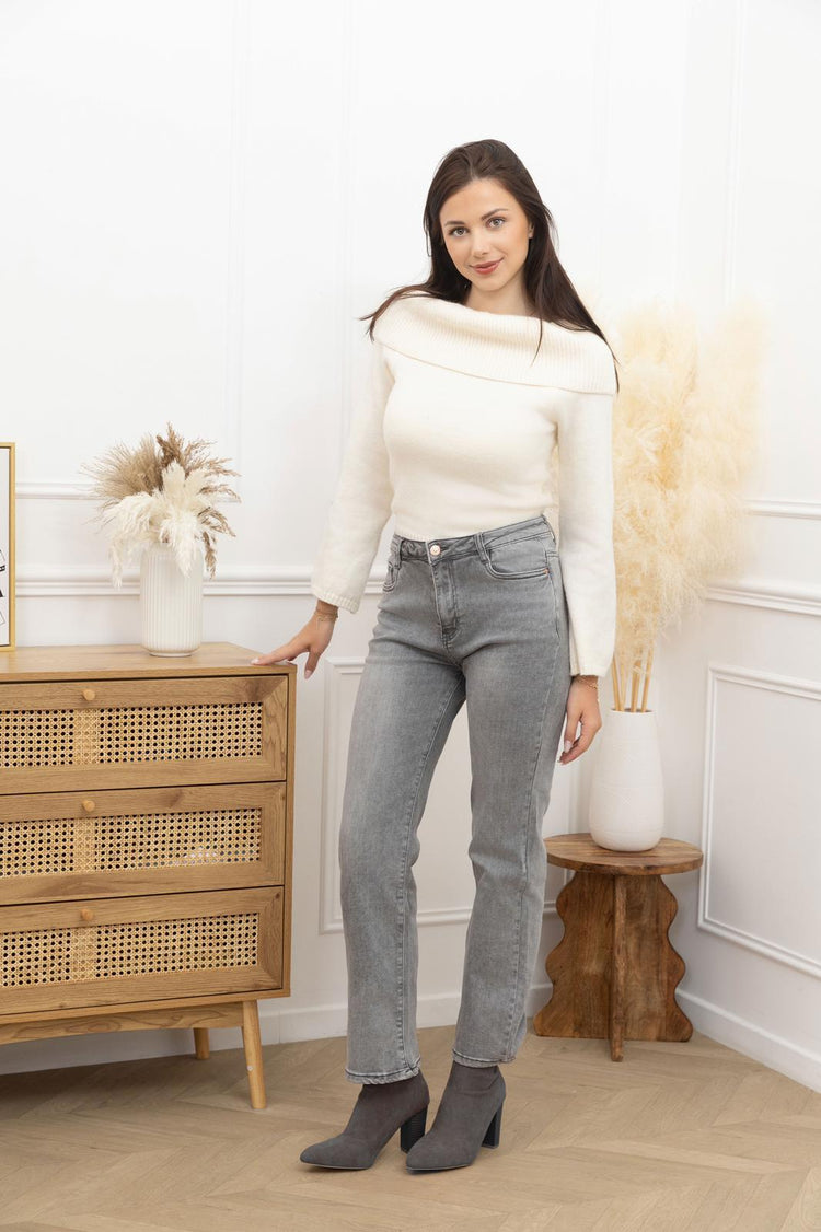 Stretchy wide leg Grey wash jeans (6 - 18)