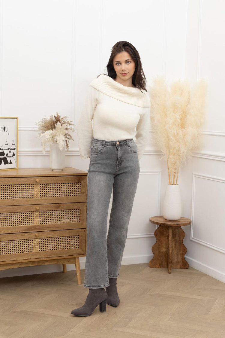 Stretchy wide leg Grey wash jeans (6 - 18)