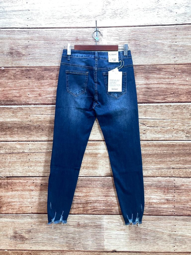 G smack Stretchy Blue Dark Wash Heart Details Skinny Jeans (10-20)