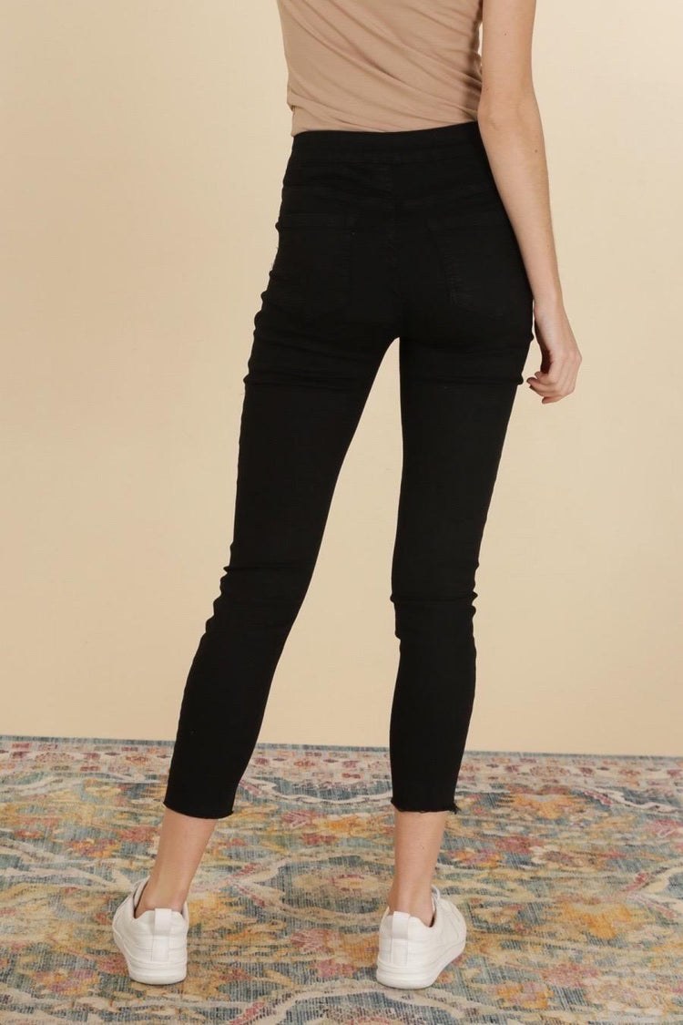 G Smack Black Ankle Glazer Button Detail Mega Stretch Jeans