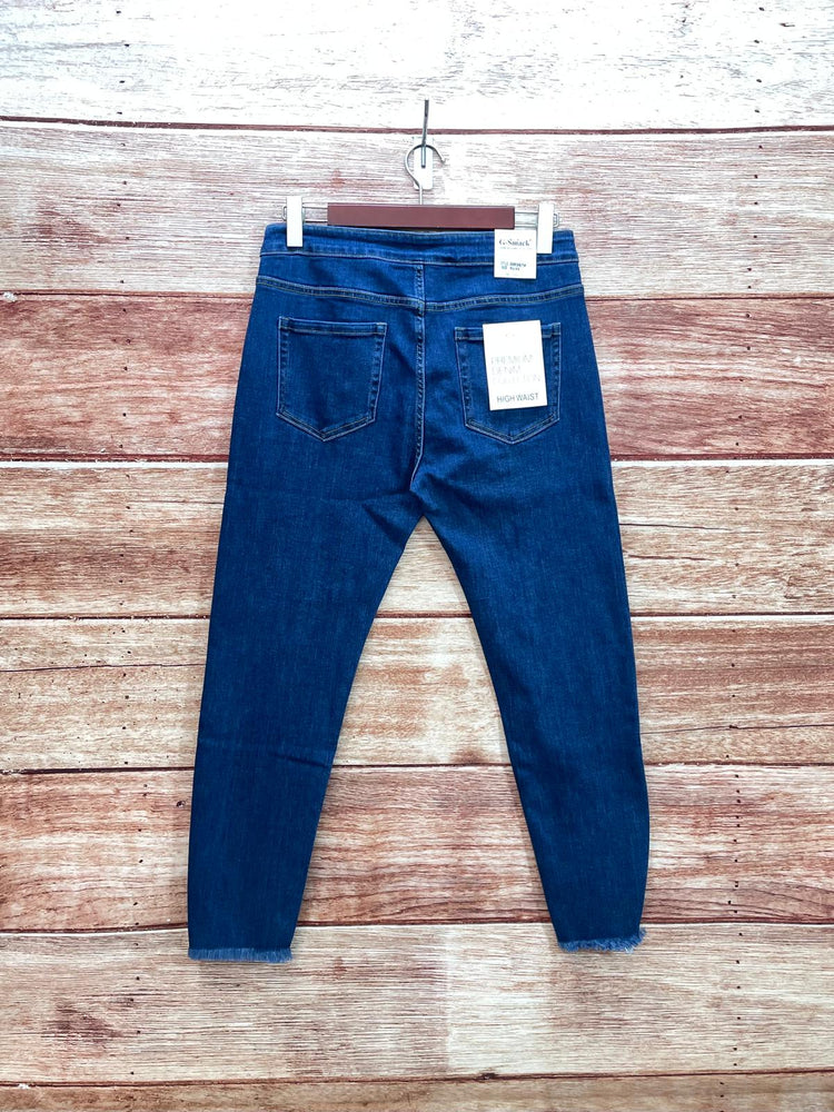 G Smack Blue Ankle Glazer Button Detail Mega Stretch Jeans