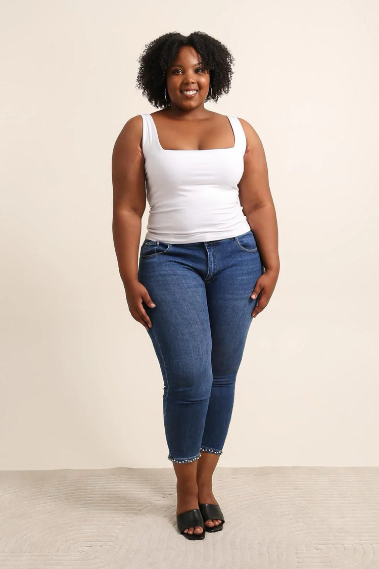 G smack stretchy bow back pearl detail skinny jeans (8-18)