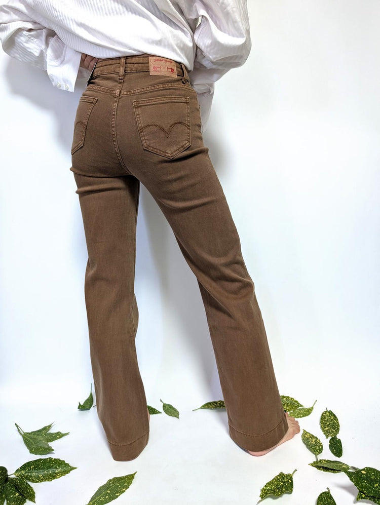 Chocolate Brown Wide leg stretchy jeans (8-16)