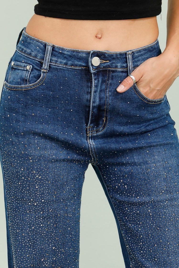 Wide stretch g smack all over Diamonte jeans (10-20)