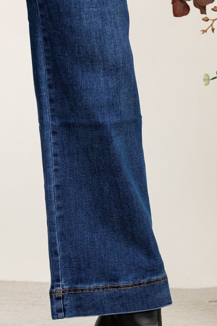 Drawstring Wide Leg Stretchy Denim jeans (8-18)