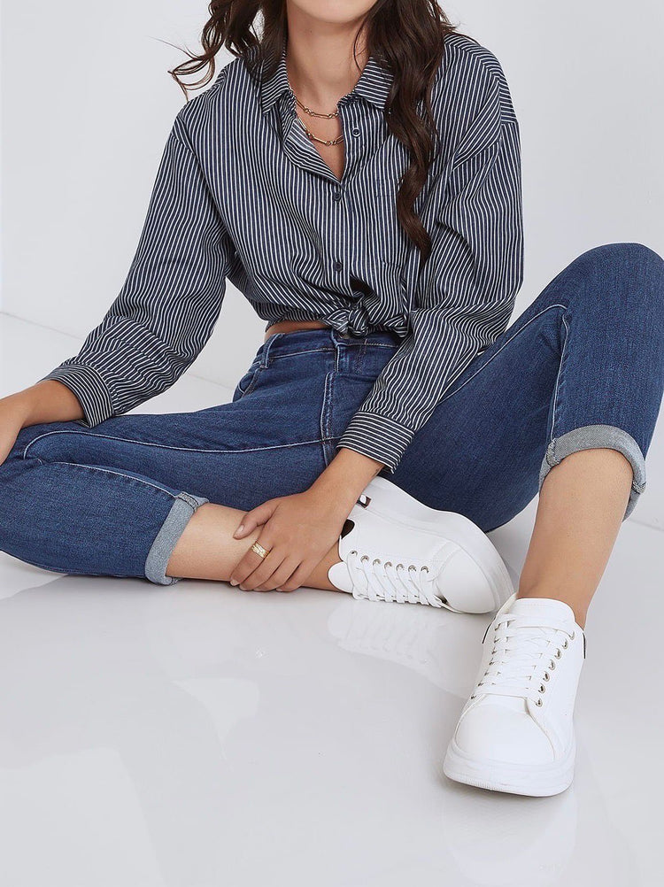 G smack stretchy dark wash mom jeans (8-18)