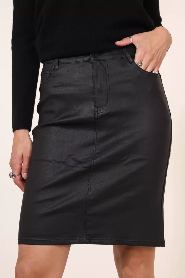 Black Faux Leather PU Skirt
