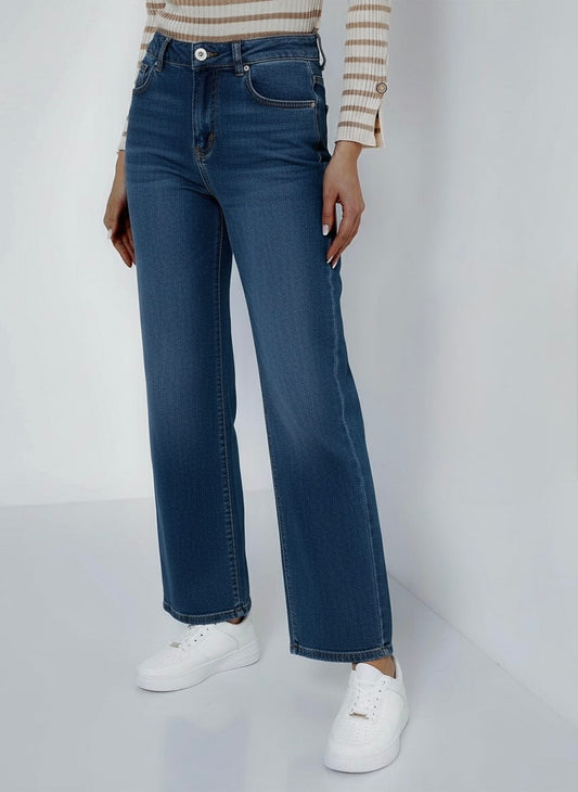 Light Blue Denim Wide Leg Denim Jeans (8-18)