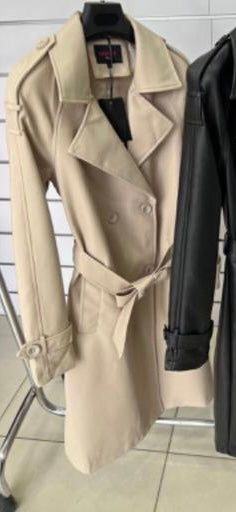 Beige PU full-length leather jacket (8-16)