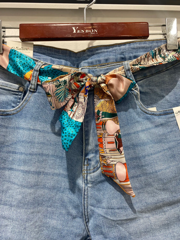 G Smack Blue Mom Jeans Scarf detail