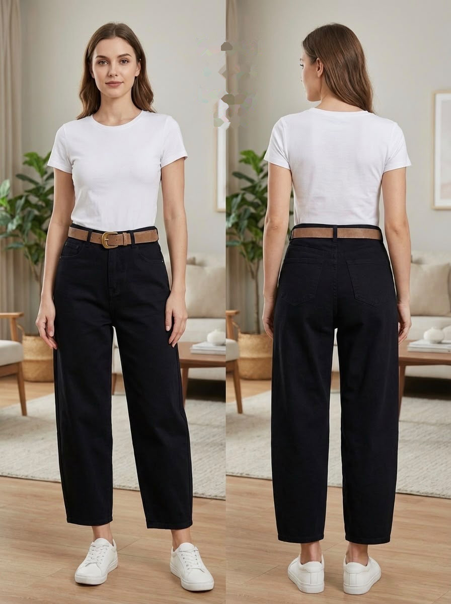 G Smack Stretch Barrel / Balloon Fit Jeans (8-18) - Black