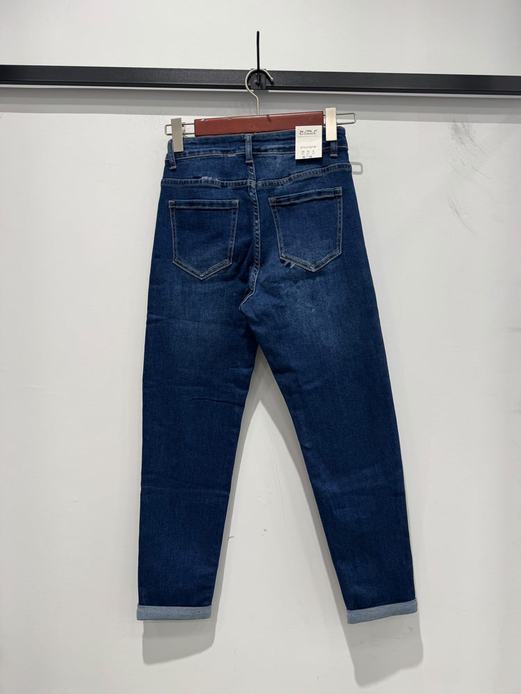 G Smack Stretch Mom-Fit Belt Jeans (8-18) - Mid Wash