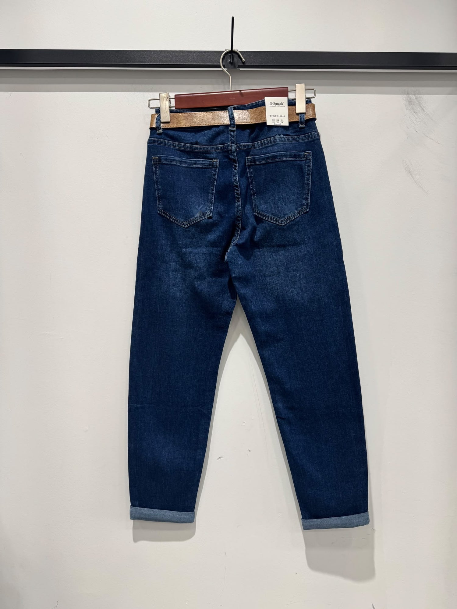 G Smack Stretch Mom-Fit Belt Jeans (8-18) - Mid Wash