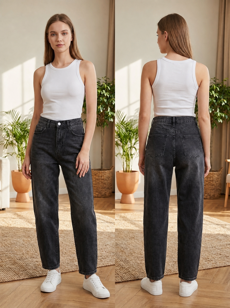 G Smack Stretch Barrel / Balloon Fit Jeans (8-18) - Washed Grey