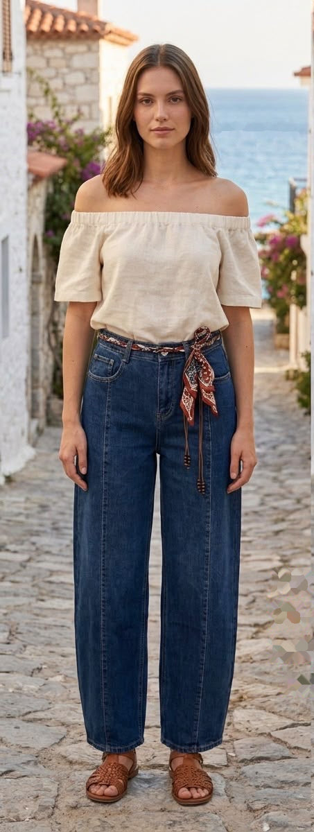 G Smack Stretch Balloon Jeans with Belt (8-18) - Default Title