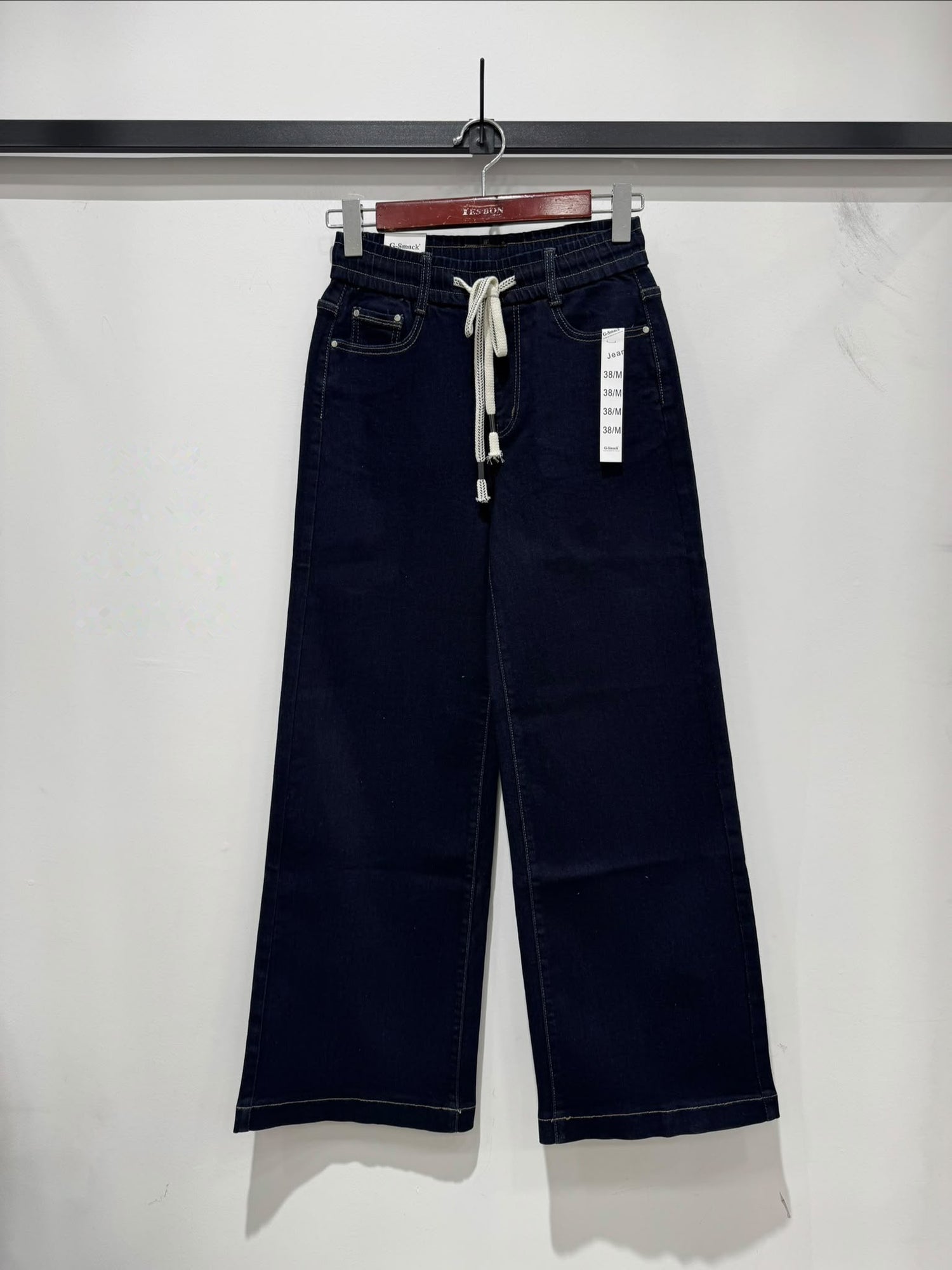 G Smack Wide-Leg Stretch Drawstring Deep-Hem Jeans (8-18) - Dark Navy Wash