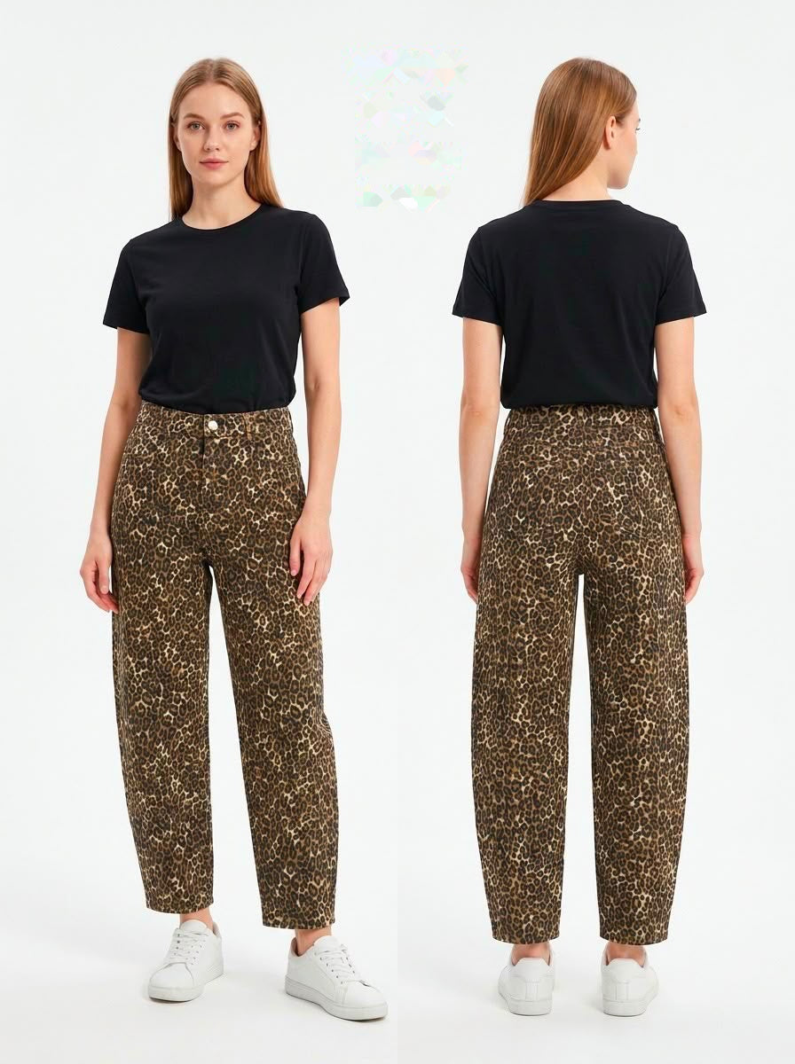 G Smack Stretch Barrel / Balloon Fit Jeans (8-18) - Leopard Print
