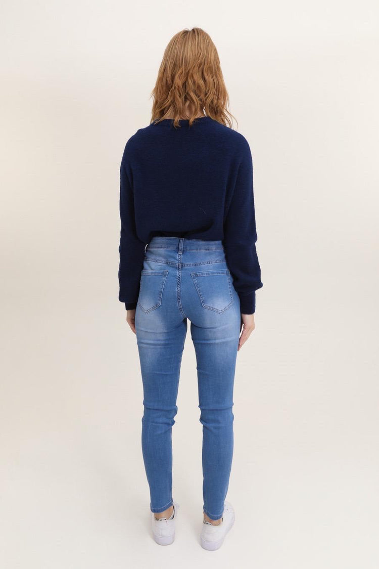 Light Wash G smack stretchy Denim jeans with Gold Button Details