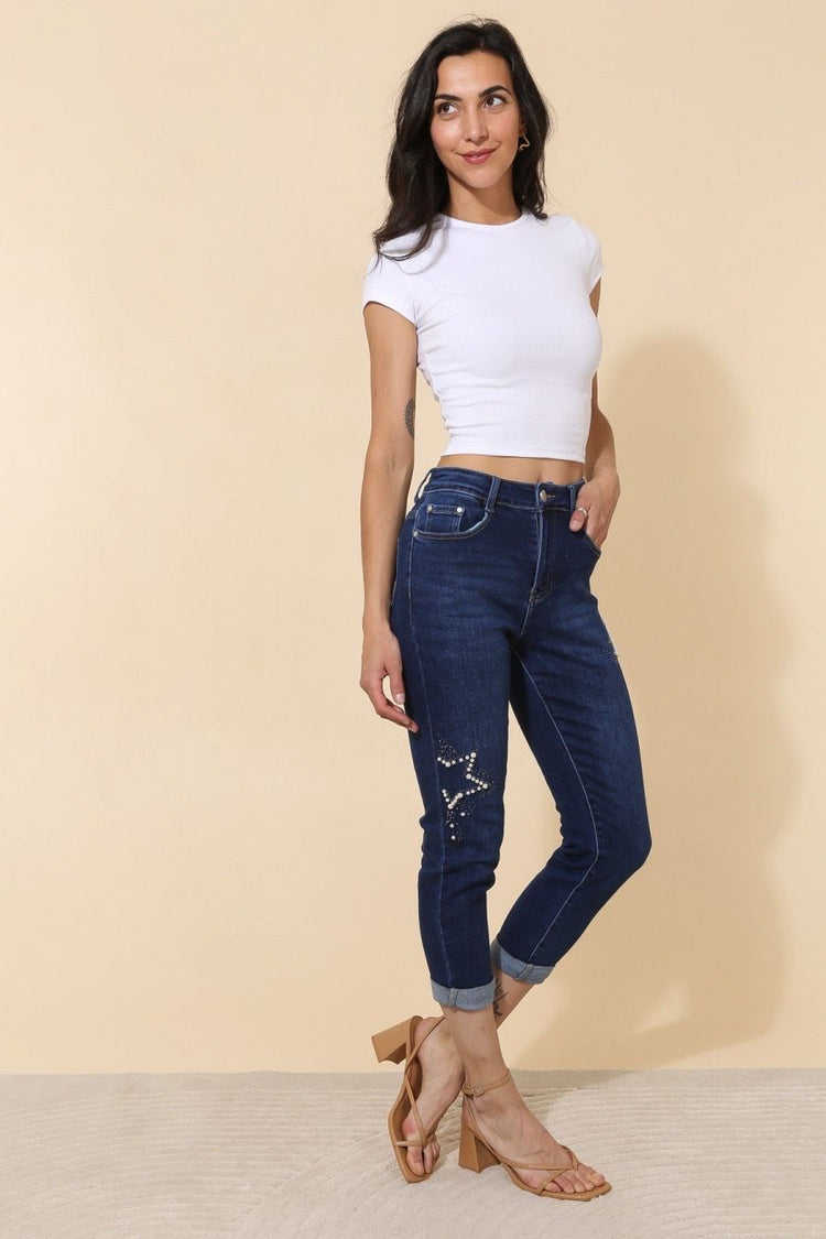 Pearl details mom fit jeans G Smack