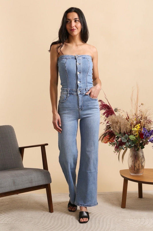 stretchy Wide leg boot tube denim dress (10-20)