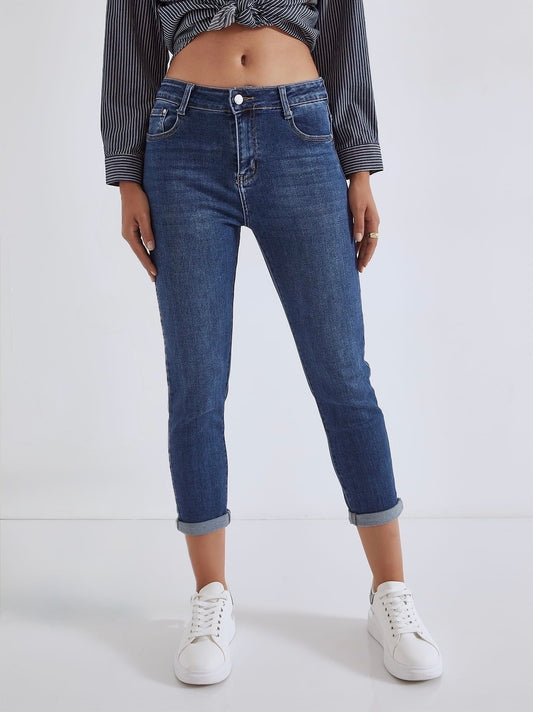 G smack stretchy dark wash mom jeans (8-18)