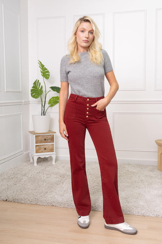 Wind Red Stretchy jeans with Front Pocket and Front Button details (6-14)