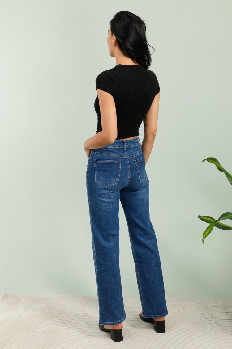 Stretch g smack wide leg Diamonte jeans (10-20)