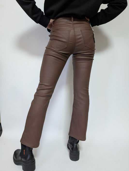 Chocolate brown Stretchy jeans with Button Pocket details (6-14)
