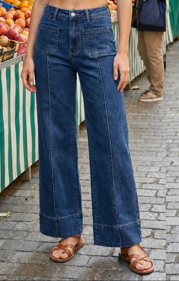 G Smack Stretch Wide-Leg Pintuck Front-Pocket Jeans (10-20) - Default Title