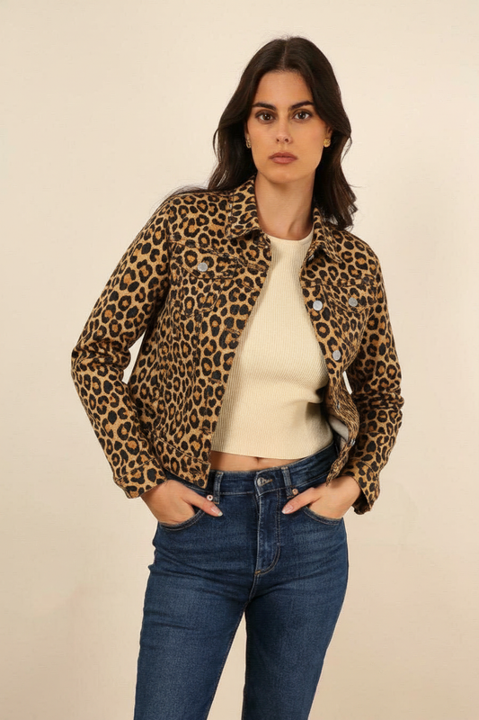 Leopard print stretch denim jackets (10-20)