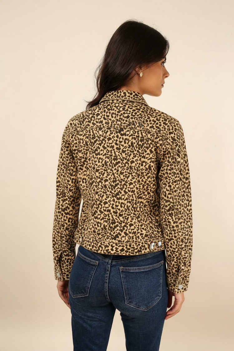 Leopard print stretch denim jackets (10-20)