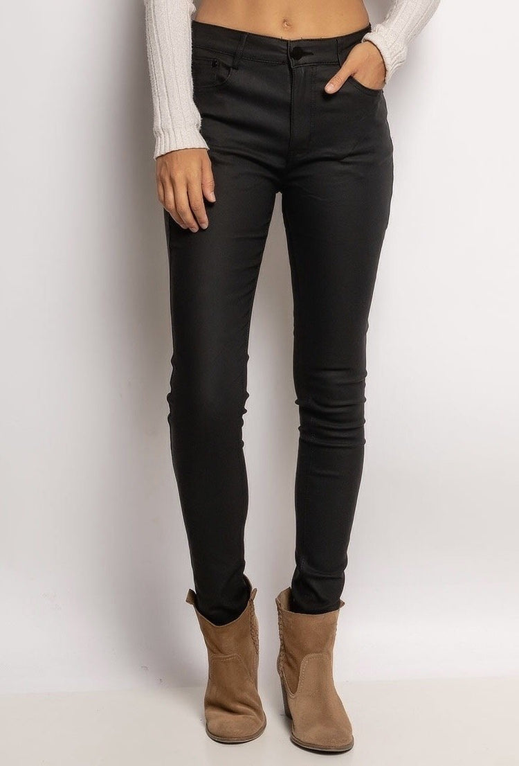 G Smack Black PU Leather Look Jeans