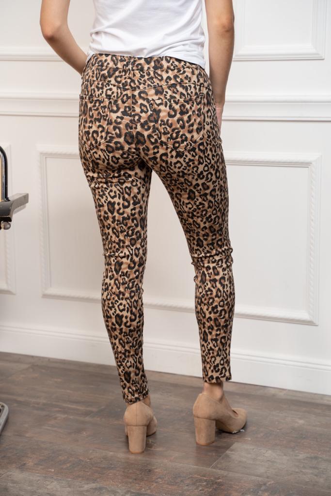 Leopard Print Skinny Denim Jeans